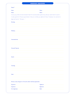 Roommate Agreement Form