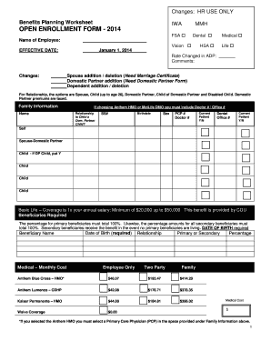 Open Enrollment Form 2014
