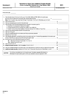 IRS Worksheet 3 for Lump-Sum Payment Calculation