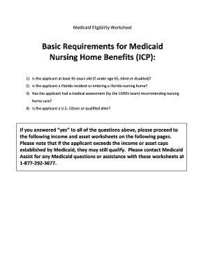 Medicaid Eligibility Worksheet