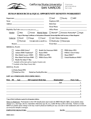 Employee Benefits Enrollment Form
