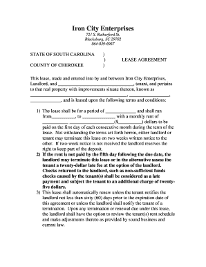 South Carolina Residential Lease Agreement