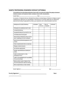 Professional Readiness Checklist