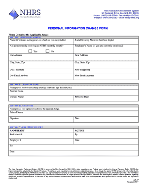 New Hampshire Retirement System Personal Information Change Form