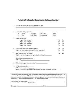 Retail/Wholesale Supplemental Application