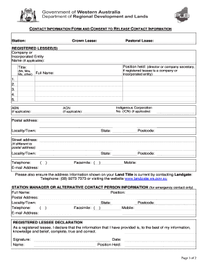 Contact Information Form and Consent