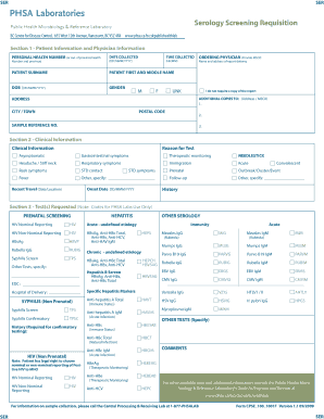 Serology Screening Requisition Form