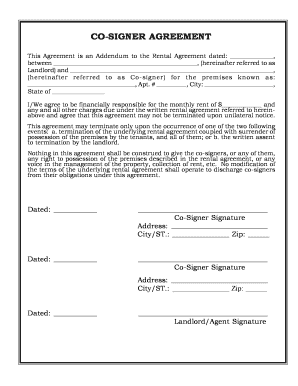 Co-Signer Agreement for Rental