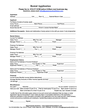 Rental Application Form
