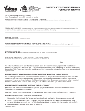 3-Month Notice to End Tenancy