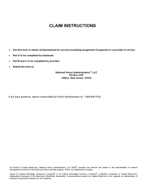 Vision Care Claim Form