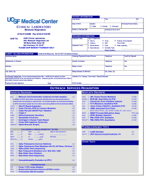 UCSF Molecular Diagnostics Requisition Form