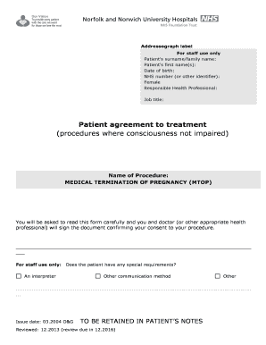Medical Termination of Pregnancy Consent Form