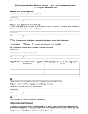 Wohnungsgeberbestätigung gemäß § 19 Abs. 3 Bundesmeldegesetz (BMG)
