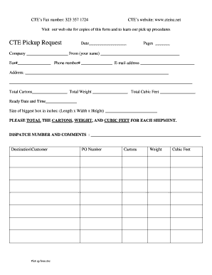 CTE Pickup Request Form