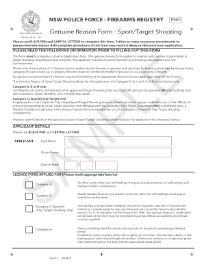 NSW Police Force Firearms Registry P660 Form