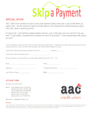 AAC Credit Union Loan Payment Skip Request