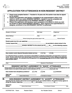 Application for Attendance in Non-Resident District