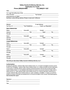 Valley Courier Credit Application