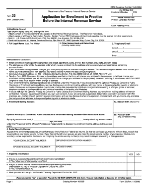 Form 23 Application for Enrollment to Practice