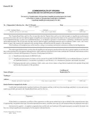 Virginia Sales and Use Tax Certificate of Exemption