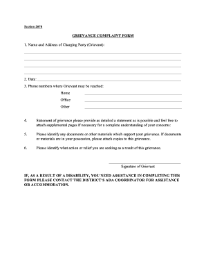 Grievance Complaint Form