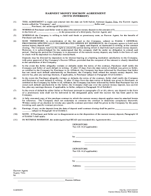 Earnest Money Escrow Agreement