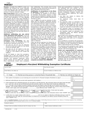Maryland Withholding Exemption Certificate