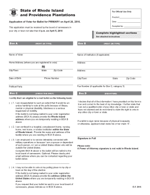 Rhode Island Primary Mail Ballot Application