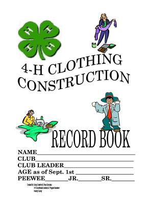 4-H Clothing Project Record Book