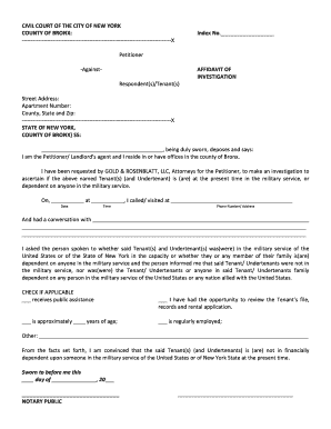 New York Affidavit of Investigation