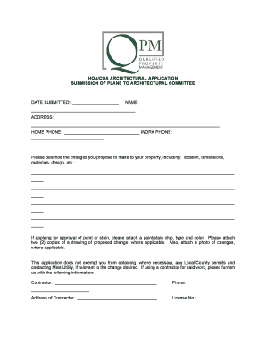 HOA Architectural Application Form