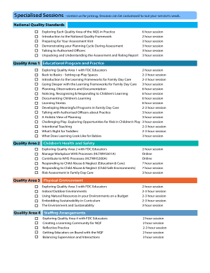 Family Day Care Professional Learning Form