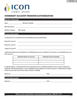 Overdraft Account Transfer Authorization