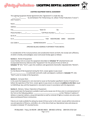 Lighting Equipment Rental Agreement