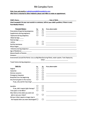 Pediatric Health History Form