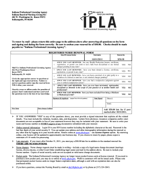 Indiana Registered Nurse Renewal Form