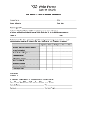 Graduate Nurse Reference Form