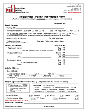 Residential Permit Information Form