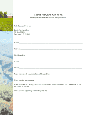 Scenic Maryland Gift Form