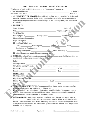 Exclusive Right to Sell Listing Agreement