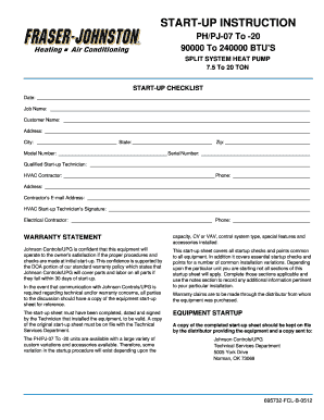 HVAC Start-Up Checklist