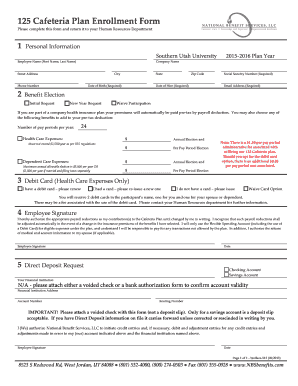 125 Cafeteria Plan Enrollment Form