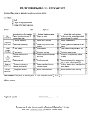 Pediatric Resident Assessment Form