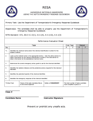 Hazardous Materials Awareness Performance Evaluation