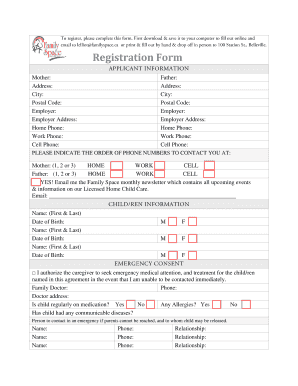 Child Care Registration Form