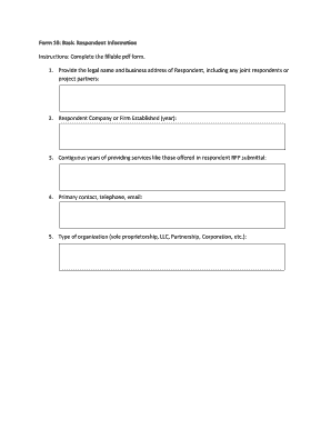 Form 10 Basic Respondent Information