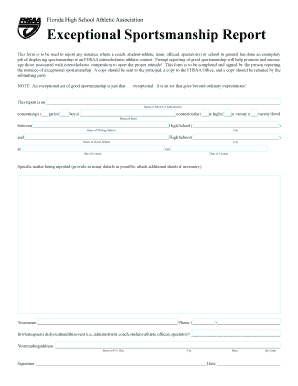 Florida High School Athletic Association Exceptional Sportsmanship Report