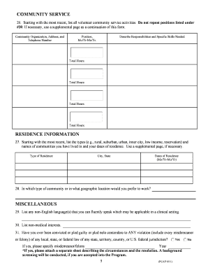 Community Service Application Form
