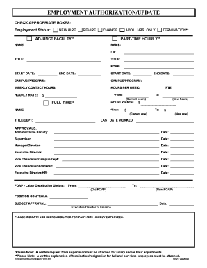Employment Authorization/Update Form